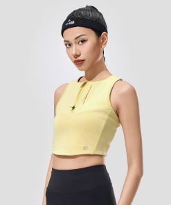 Áo Crop top Tank nữ Chạy bộ khoá zip